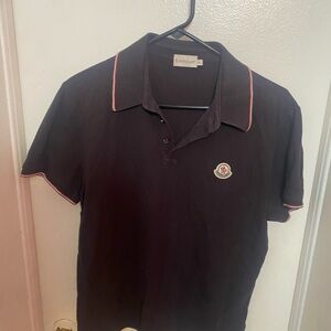 Moncler Dark Polo with Red Accents